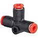 SMC KQ Series Brass Push-to-Connect Tube Fitting, Union Tee, Tube OD, Black