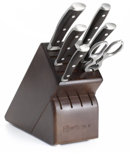 Wusthof Ikon 7-Piece Knife Set with Blackwood Handles and Storage Block