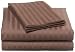 Elegance 300 Thread Count 100% Pima Cotton Woven Dobby Stripe Sateen King Sheet Set, Chocolate
