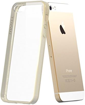 iPhone 5S Case, LUVVITT® [CLEARVIEW] iPhone 5S / 5 Case Bumper **NEW** [Ultra Hybrid Armor Series] [Transparent Champagne Gold] Air Cushion Technology Corners + Bumper Case with Clear Back Panel - Retail Packaging - Bumper Case for iPhone 5S / 5 (2013) - Clear / Transparent Champagne Gold