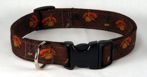 Thanksgiving Turkey Brown Designer Dog Collar, Large