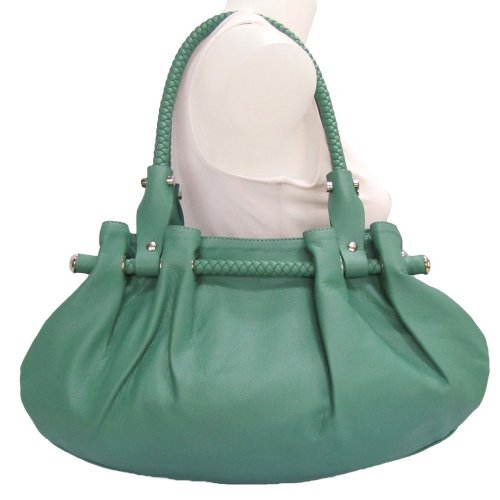 Braided Satchel Hobo Handbag (Blue Green)