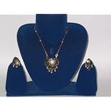 Antique Gold Finish Mewa Style Ethnic India Necklace Set 3pc/dangling Earrings(brand New)