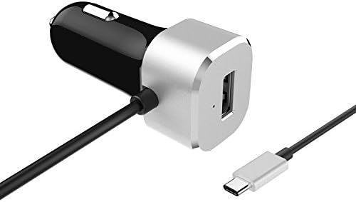 USB Type C Car Charger, 27W 5V/3A USB 3.1 Type-C Port Attached Cable + 5V/2.4A USB Quick Charger for Nexus 5X 6P , MacBook 12 inch, Nokia N1, LG G5, Lumia 950/950XL, OnePlus 2 and more (Sliver)