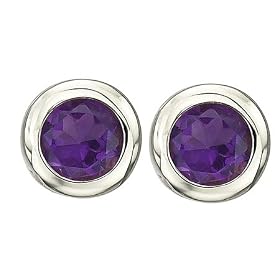Order these 14k white gold round purple amethyst stud earrings on sale