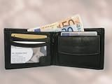 Geldb�rse Portemonnaie Geldbeutel echt Leder schwarz Querformat Neu - 