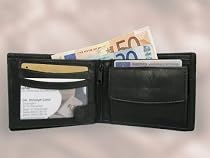 Geldb&ouml;rse Portemonnaie Geldbeutel echt Leder schwarz Querformat Neu