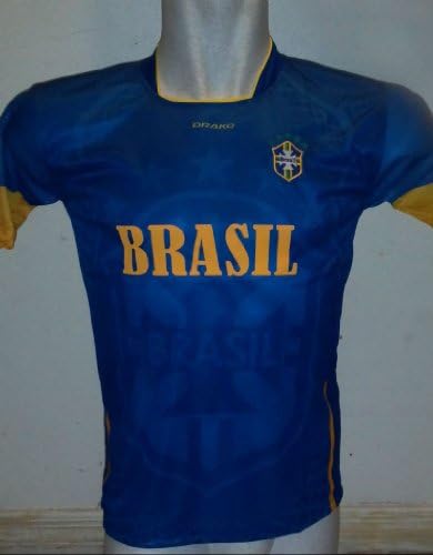 DRAKO INC Childrens, Boys, Girls, Unisex, Teens, Ladies & Kids Blue Brasil Brazil Soccer Jersey Size 14 for Ages 11 & 12 Jersey and Shorts - Please See Measurements ON Description