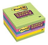 Post-it Super Sticky Lined Notes--Assorted, 4 x 4 Inches, 90-Sheet Pad (6 Pack)