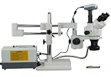 OMAX 3.5X-90X Zoom Dual-Bar Boom Stand Trinocular Stereo Microscope with 9.0MP USB Camera and Cold Fiber Ring Light