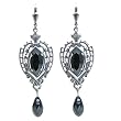 Jugendstil Ohrringe mit Swarovski Elements - Farbe Silber Jet