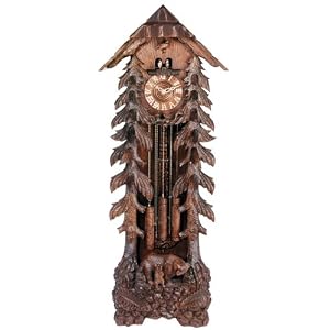 River City Clocks GRANDFATHER-BEAR Eight Day Chiming Grandfather Cuckoo Clock with...