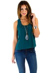 Sheer Back Layered Tank in Dark Teal