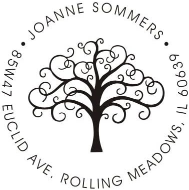 SmartSign "Add Your Name & Address" Custom Circular Self Inking Stamp with Tree Symbol | 1.625" x 1.625"