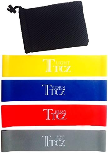 Choice Resistance Bands Loop for P90x, Cross Fit Workout, Yoga, Pilates, Physical Therapy, Set of 4, Bonus Carry Pouch Included