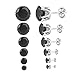 Zhenhui Women Stainless Steel Round White Black Cubic Zirconia Stud Earrings Set Pack of 6 Pairs