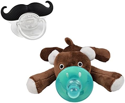 Tinabliss Infant Baby Pacifier Brown Bear with Free One Mustache Pacifier