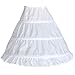 Edress Girls' 3 Hoops Petticoat Full Slip Flower Girl Crinoline Skirt (White, Large)