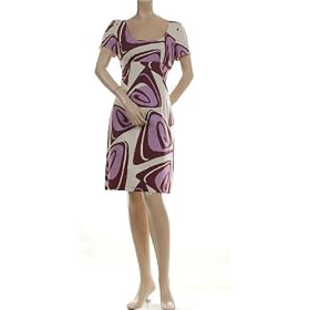 MAX&CLEO BCBG VIOLET COTTON PRINT DRESS NEW 6