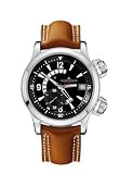 Jaeger-leCoultre Master Compressor Dualmatic Mens Brown Strap Black Dial Stainless Steel 2nd Time Zone Automatic Watch 1738470