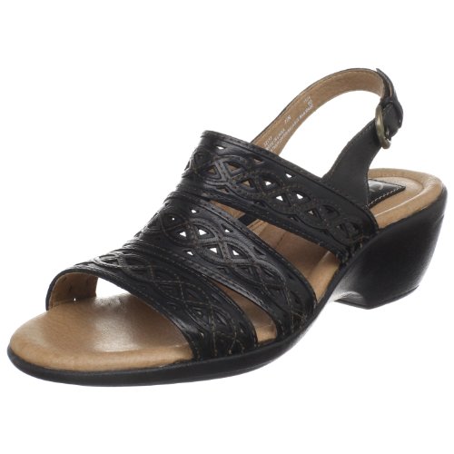 Clarks Women's TROPHY PRIZE Slingback Sandal,Black Leather,5.5 M US