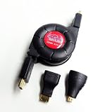 Tera Grand - Premium High Speed HDMI Retractable Cable with Ethernet, Includes Mini HDMI and Micro HDMI adapters, Extends to 4.25 Feet, in Retail Packaging