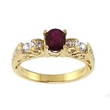 18k Yellow Gold 1.02 Ct Ruby & 0.37 Ct Diamond Ring