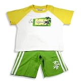 Mishmish - Boys Short Sleeve Short Set, Yellow, White, Lime