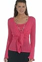 Pointelle tie cardigan sweater