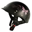 VCAN Intricate Butterfly Gloss Black Cruiser Half Helmet