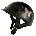 VCAN Intricate Butterfly Gloss Black Medium Cruiser Half Helmet