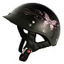 VCAN Intricate Butterfly Gloss Black Medium Cruiser Half Helmet