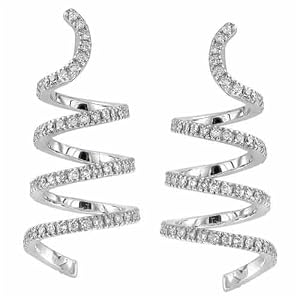 18K White Gold Diamond Swirl Fashion Earrings