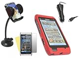 iTALKonline CAR DRIVE Pack RED Hard HYBRID Case/Cover/Skin, LCD Screen/Scra ....