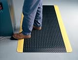 Wearwell UltraSoft Diamond-Plate Safety Mat, 3 ft W x custom length, 15/16" thick, Black with yellow