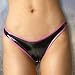 Patent PVC Thong with Piping Lycra Back Color Black with Hot Pink One Size