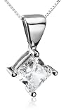 18k White Gold Princess Cut Diamond Solitaire Pendant (1/2ct , H-I, SI2)