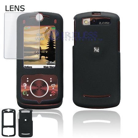 RUBBER FEEL Black Snap-On Cover Hard Case Phone Protector for Motorola Z9 MOTO