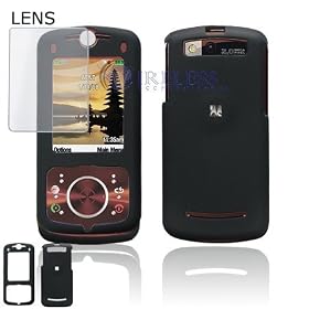 RUBBER FEEL Black Snap-On Cover Hard Case Phone Protector for Motorola Z9 MOTO