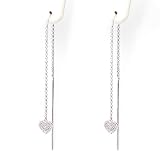14KWG Diamond Heart Threader Earrings
