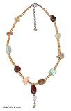 Agate and jasper necklace, 'Love Energy' 0.6 W 17.7 L