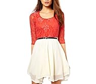 Round Neck Cocktail Lace Spring Summer Fall Sheath Chiffon Homecoming Dress/Bridesmaid Dress/Mother-of-the-Bride Dress 