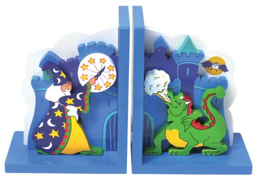 Childrens Toyshop  Toys : Fair Trade Wooden Bookends - Wizard and Dragon
