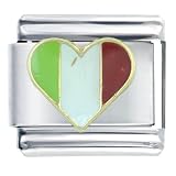 Heart Italy Flag Italian Charms Bracelet Link