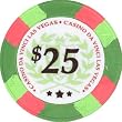 Authentic All Clay Casino Da Vinci Poker Chips, Green w/$25 Denomination, Comparable to Paulson.