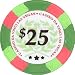 Authentic All Clay Casino Da Vinci Poker Chips, Green w/$25 Denomination, Comparable to Paulson.
