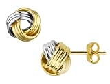Love Knot Stud Earrings In Two-Tone Gold