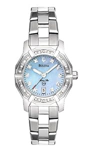 Bulova Womens Diamond Accented Stainless Steel Bracelet Watch 96R109