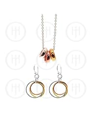 Sterling Silver -Tri-Colour Earrings Pendant Set (PS-1004)