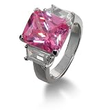 Eve's Addiction Pink CZ Sterling Silver Engagement Ring